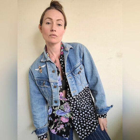 Sawed Off Vintage 70s LEE Riders Denim Jacket M - Picture 7 of 9